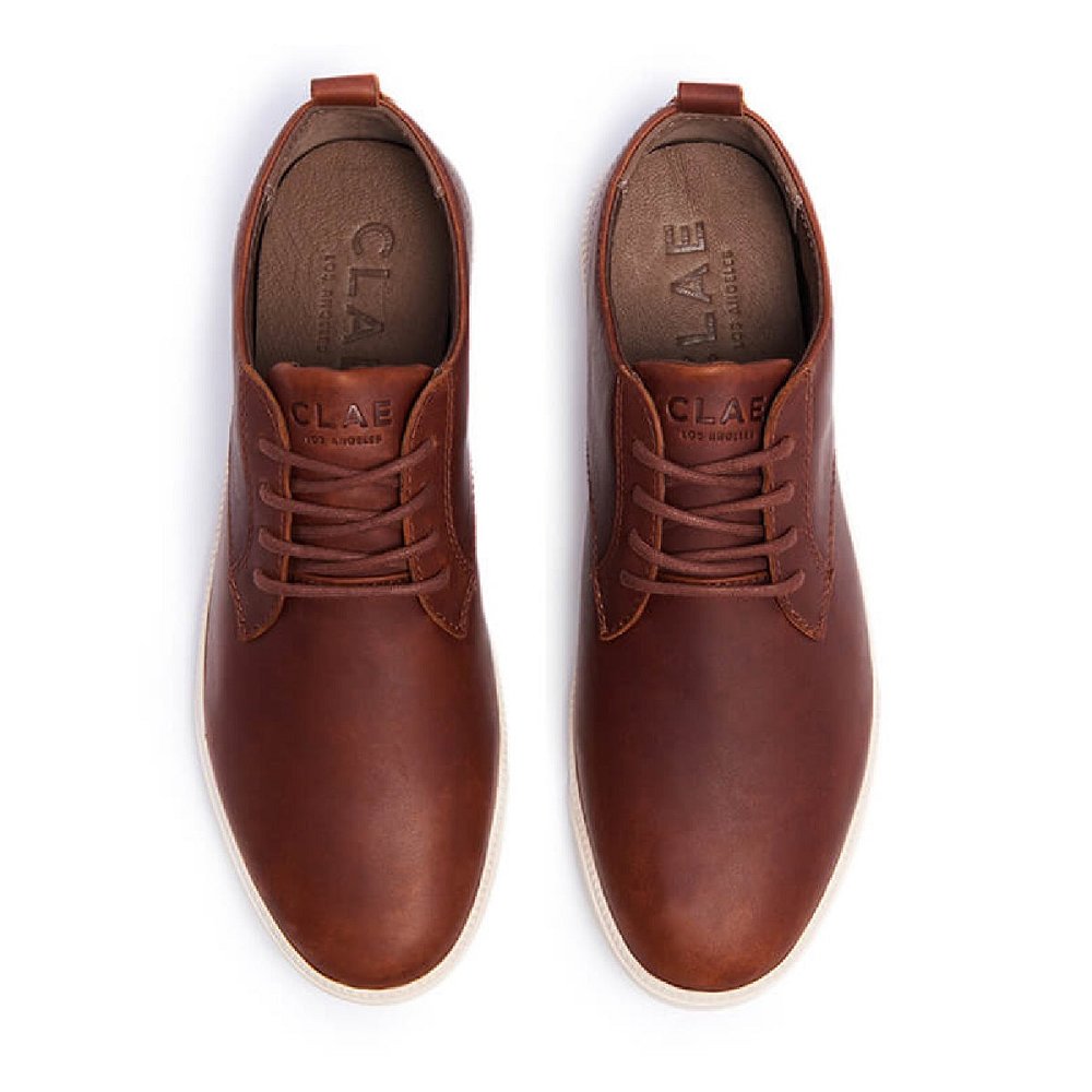 CLAE ELLINGTON Shoes Mens USA807-P12 In Leather Chestnut Oiled Leather